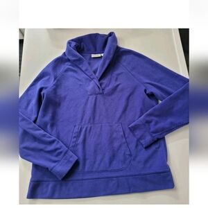 LL Bean Purple Women's Fleece V Neck Pullover Sz Medium Petite